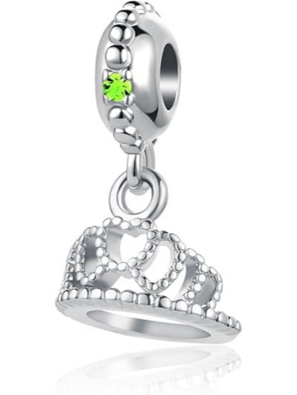 August Birthstone Princess Queen Crown Charm For Pandora Bracelets Jewelry